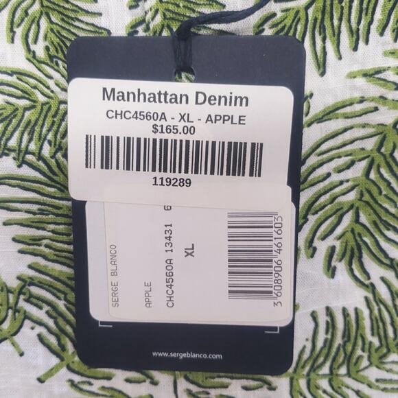 Serge Blanco Short Sleeve Shirt Botanical Print Men's Size XL Green NWT - Picture 5 of 12